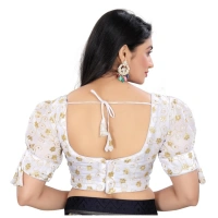 Women's Jimmy Choo Embroidery Readymade Blouse (White, Size: Free Size)