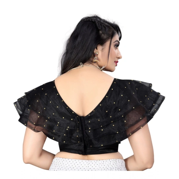 Women's Nylon Diamond Work Readymade Blouse (Black, Size: Free Size)
