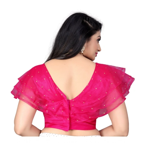 Women's Nylon Diamond Work Readymade Blouse (Pink, Size: Free Size)