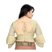 Women's Organza Embroidery Readymade Blouse (Cream, Size: Free Size)
