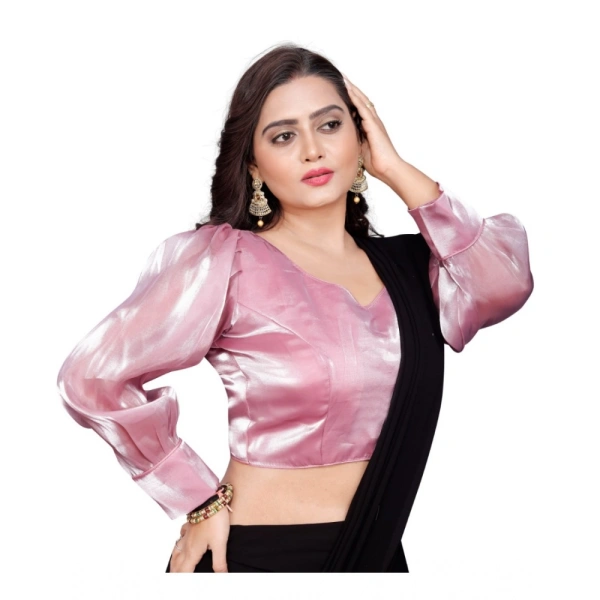 Women's Organza Plain Readymade Blouse (Baby Pink, Size: Free Size)