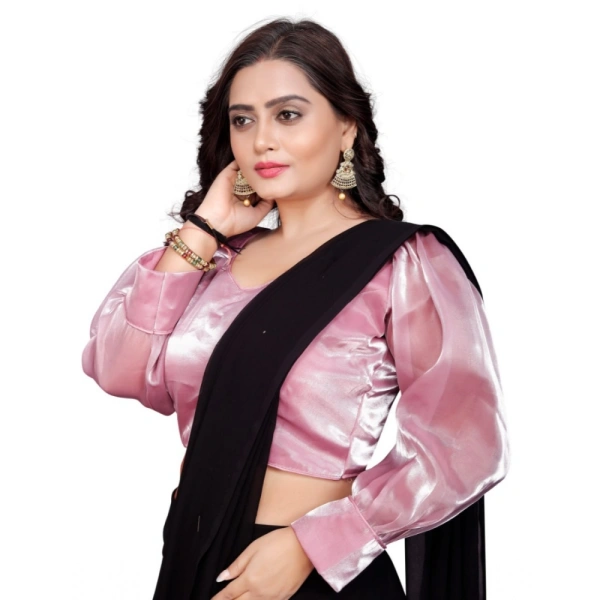 Women's Organza Plain Readymade Blouse (Baby Pink, Size: Free Size)