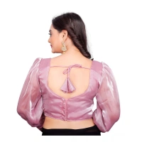 Women's Organza Plain Readymade Blouse (Baby Pink, Size: Free Size)