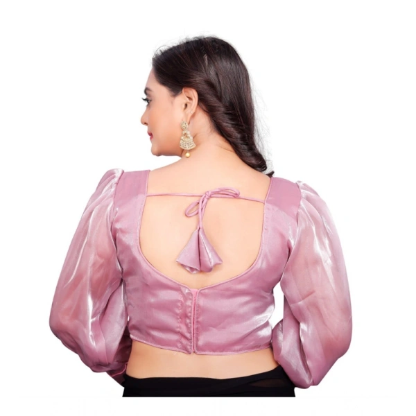 Women's Organza Plain Readymade Blouse (Baby Pink, Size: Free Size)