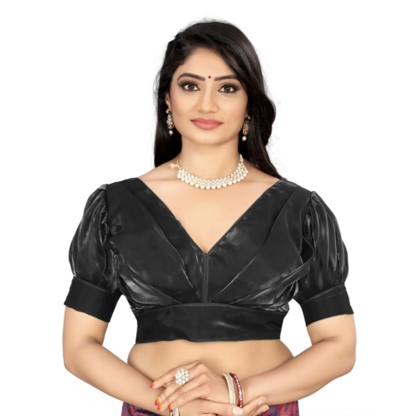 Women's Organza Plain Readymade Blouse (Black, Size: Free Size)