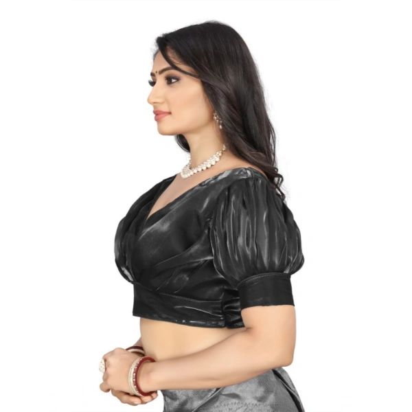 Women's Organza Plain Readymade Blouse (Black, Size: Free Size)