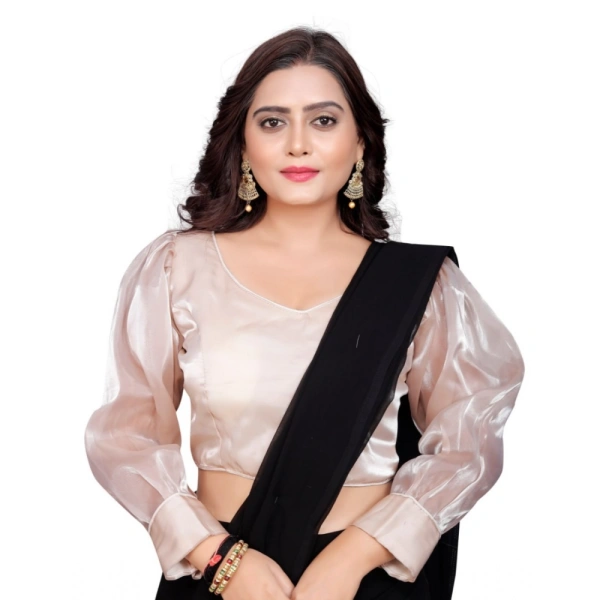 Women's Organza Plain Readymade Blouse (Black, Size: Free Size)