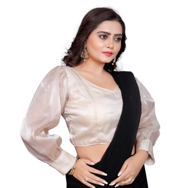 Women's Organza Plain Readymade Blouse (Black, Size: Free Size)