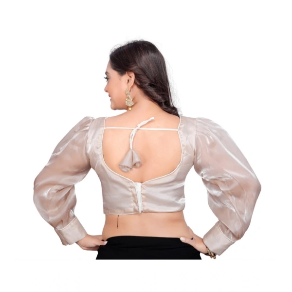 Women's Organza Plain Readymade Blouse (Black, Size: Free Size)