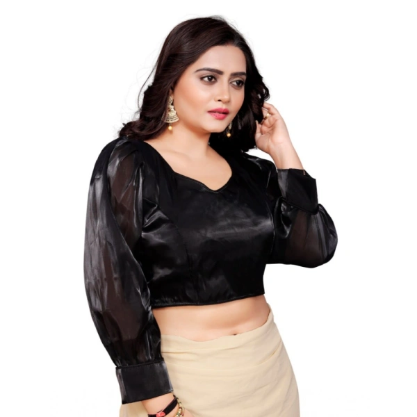 Women's Organza Plain Readymade Blouse (Cream, Size: Free Size)
