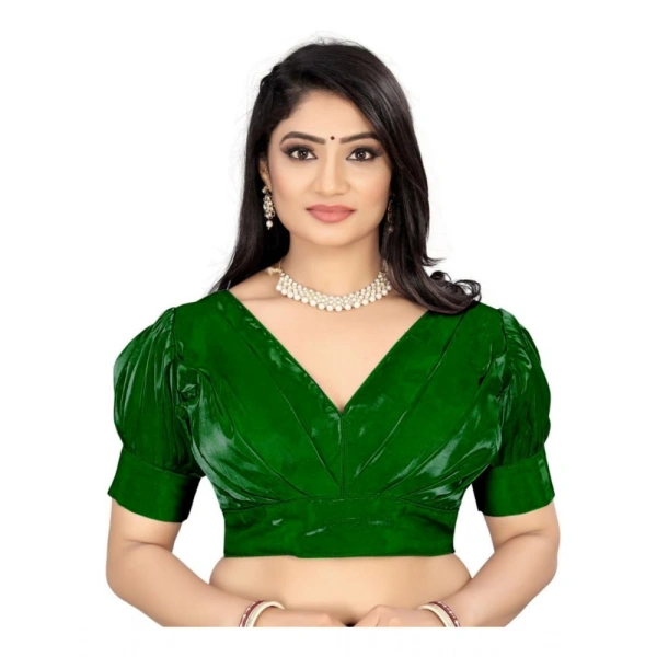 Women's Organza Plain Readymade Blouse (Green, Size: Free Size)
