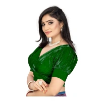 Women's Organza Plain Readymade Blouse (Green, Size: Free Size)