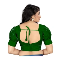 Women's Organza Plain Readymade Blouse (Green, Size: Free Size)