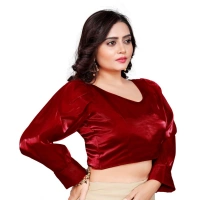 Women's Organza Plain Readymade Blouse (Maroon, Size: Free Size)