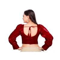 Women's Organza Plain Readymade Blouse (Maroon, Size: Free Size)