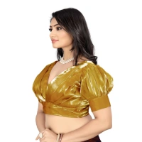 Women's Organza Plain Readymade Blouse (Metalic Gold, Size: Free Size)