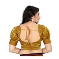 Women's Organza Plain Readymade Blouse (Metalic Gold, Size: Free Size)