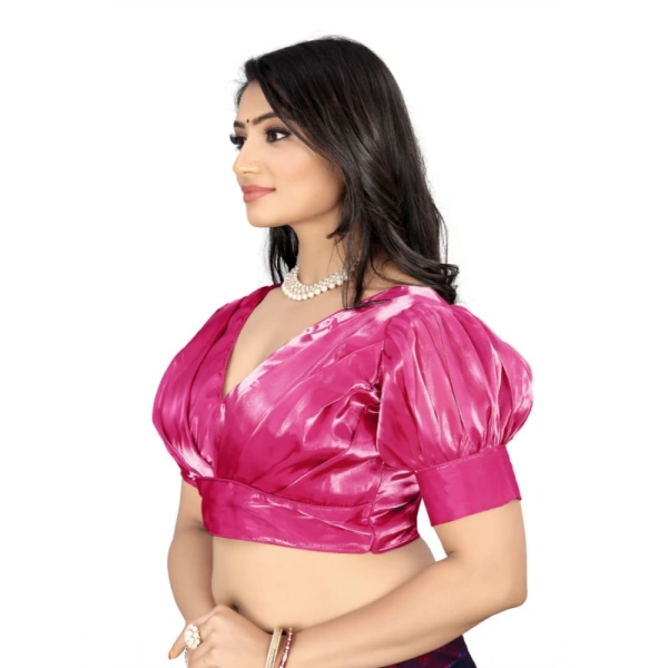 Women's Organza Plain Readymade Blouse (Pink, Size: Free Size)