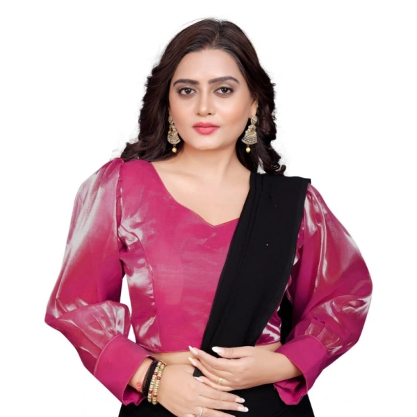 Women's Organza Plain Readymade Blouse (Pink, Size: Free Size)