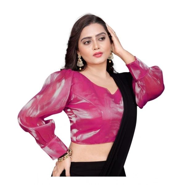 Women's Organza Plain Readymade Blouse (Pink, Size: Free Size)