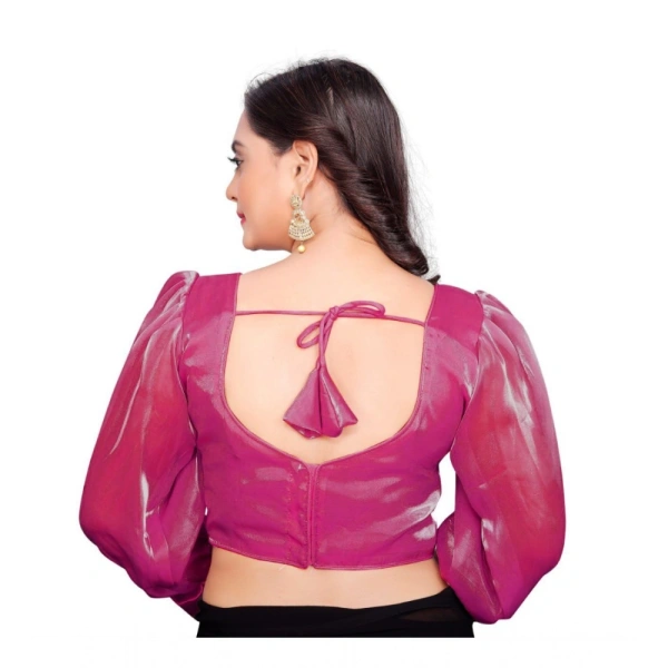 Women's Organza Plain Readymade Blouse (Pink, Size: Free Size)