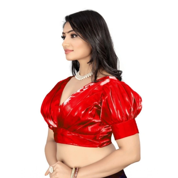 Women's Organza Plain Readymade Blouse (Red, Size: Free Size)