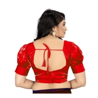 Women's Organza Plain Readymade Blouse (Red, Size: Free Size)