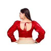 Women's Organza Plain Readymade Blouse (Red, Size: Free Size)
