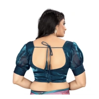 Women's Organza Plain Readymade Blouse (Teal, Size: Free Size)