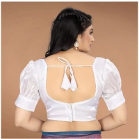 Women's Organza Plain Readymade Blouse (White, Size: Free Size)