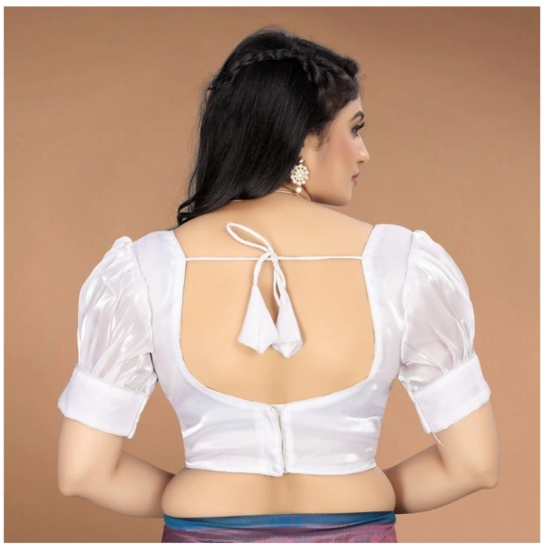 Women's Organza Plain Readymade Blouse (White, Size: Free Size)