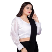 Women's Organza Plain Readymade Blouse (White, Size: Free Size)