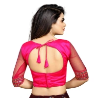 Women's Phantom Silk Embroidery Readymade Blouse (Pink, Size: Free Size)