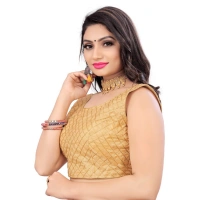 Women's Satin Embroidery Readymade Blouse (Beige, Size: Free Size)