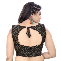 Women's Satin Embroidery Readymade Blouse (Black, Size: Free Size)