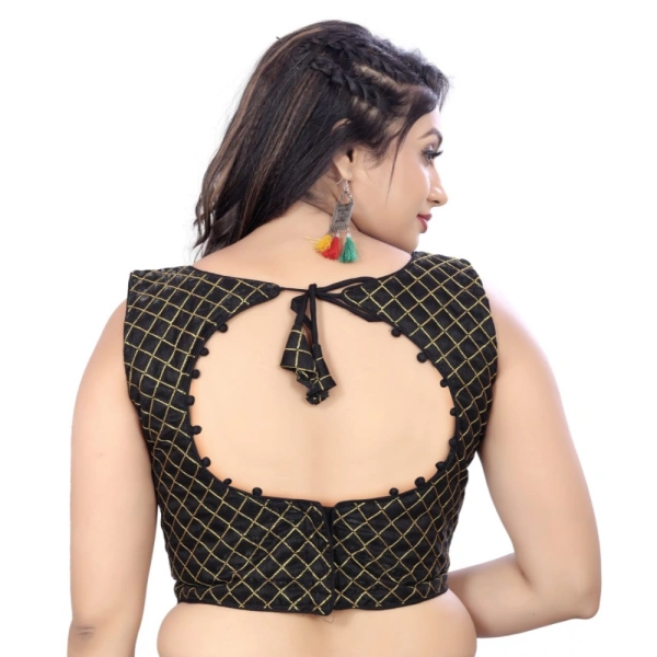 Women's Satin Embroidery Readymade Blouse (Black, Size: Free Size)