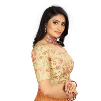 Women's Satin Floral Readymade Blouse (Beige, Size: Free Size)