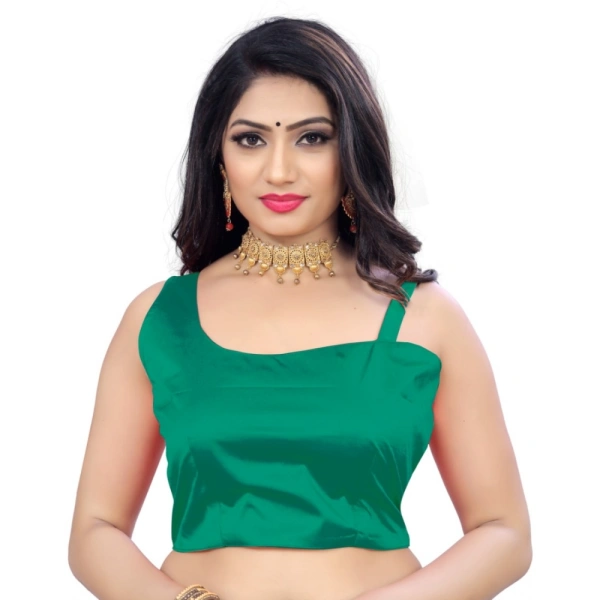 Women's Satin Satin Readymade Blouse (Green, Size: Free Size)