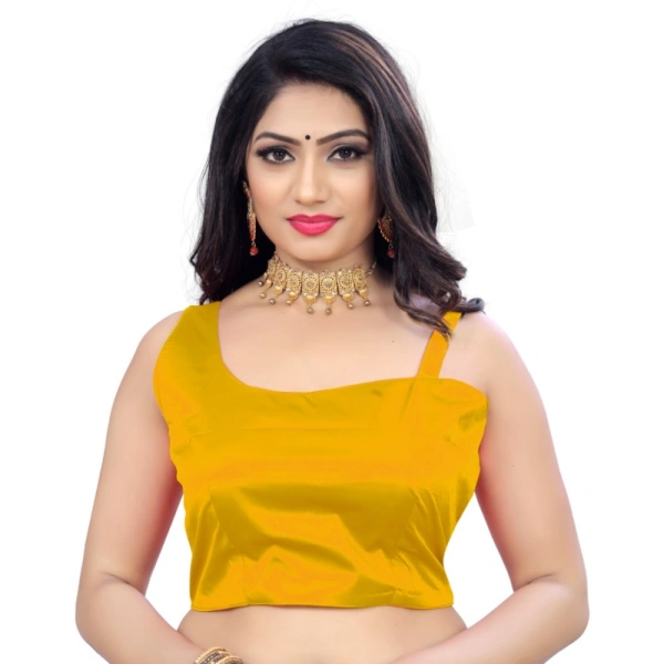 Women's Satin Satin Readymade Blouse (Mustard, Size: Free Size)