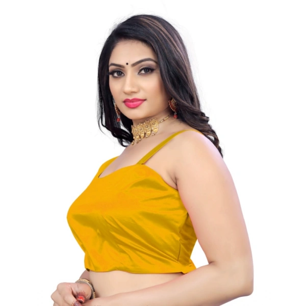 Women's Satin Satin Readymade Blouse (Mustard, Size: Free Size)