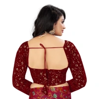 Women's Velvet Embroidery Readymade Blouse (Maroon, Size: Free Size)
