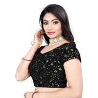 Women's Velvet Sequins Readymade Blouse (Black, Size: Free Size)