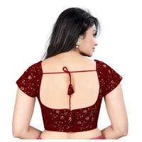 Women's Velvet Sequins Readymade Blouse (Maroon, Size: Free Size)