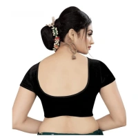shopnav's Women's Velvet Solid Non Padded Readymade Blouse (Black, Size: Free Size) - Black, Free Size