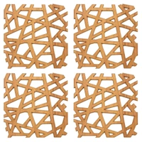Wooden Coasters for Tea Coffee (Set of 4) - Breadth: 9.5 cm, Length: 9.5 cm, 0.23, Brown