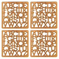 Wooden Coasters for Tea Coffee (Set of 4) - Breadth: 9.5 cm, Length: 9.5 cm, 0.23, Brown