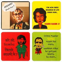 Wooden Coasters for Tea Coffee (Set of 4) - Breadth: 9.5 cm, Length: 9.5 cm, 0.23, Multicolor