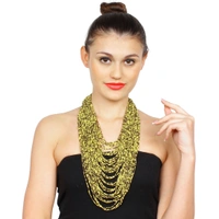Shopnav Yellow Multi Layer Beads Necklace - Yellow, Beads