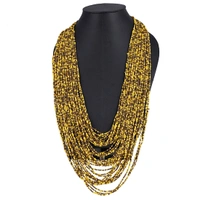 Shopnav Yellow Multi Layer Beads Necklace - Yellow, Beads