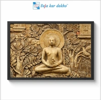 SAJA KAR DEKHO Lord Buddha Photo High Quality Weather Resistant HD Wall Frame | 18 x 12 inch | - 18 X 12 inch